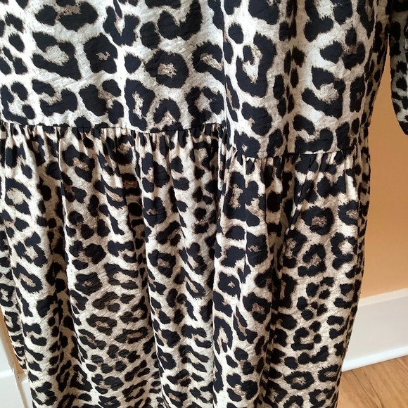 H&M Leopard Drop Waist Puff Sleeve Dress Size S - Picture 8 of 16